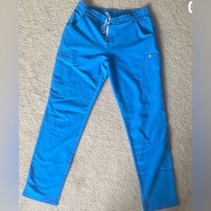 Bright blue scrub pants from Figs
